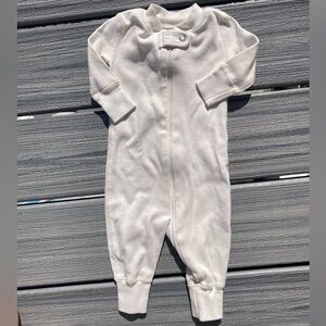 HANNA ANDERSSON - Ivory Organic Cotton Long Sleeve Full Zip Pajamas - 0-3M